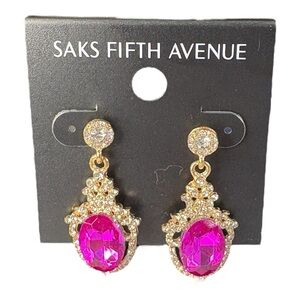 3/$40 Saks Fifth Avenue Fuchsia & Gold Dangle Earrings